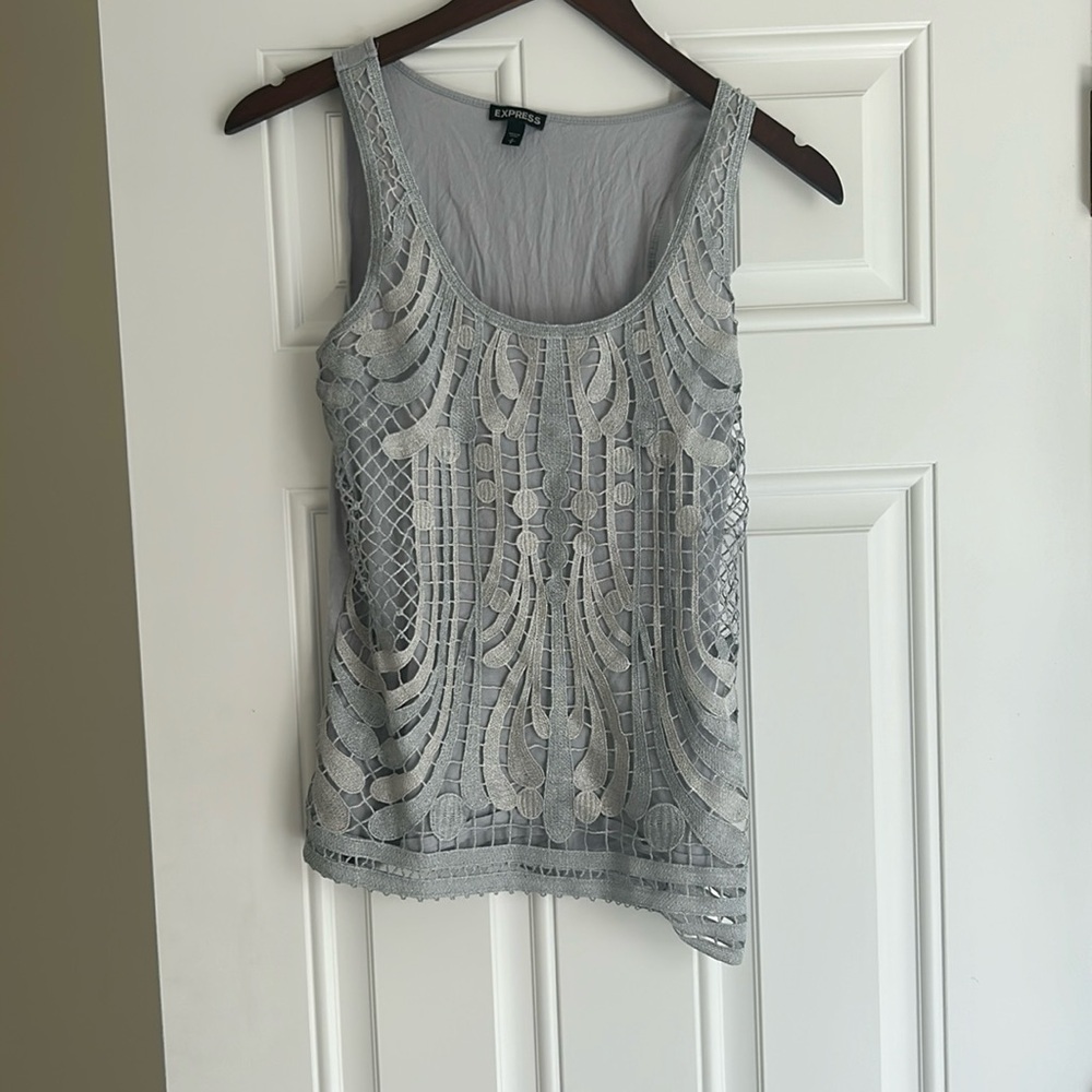 Grey sparkly express tank top.